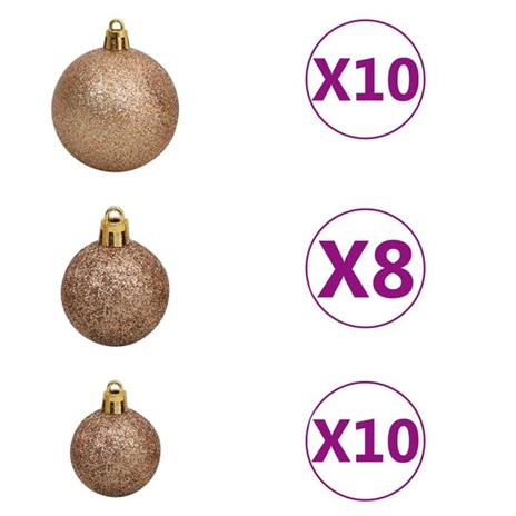 vidaXL Set Albero Natale Artificiale con LED e Palline Rosa 240 cm PVC - 8