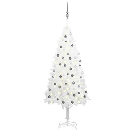 vidaXL Set Albero Natale Artificiale con LED e Palline Bianco 180 cm