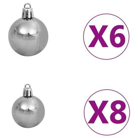 vidaXL Set Albero Natale Artificiale con LED e Palline Bianco 180 cm - 3