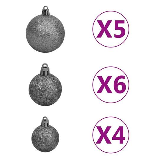 vidaXL Set Albero Natale Artificiale con LED e Palline Bianco 180 cm - 8