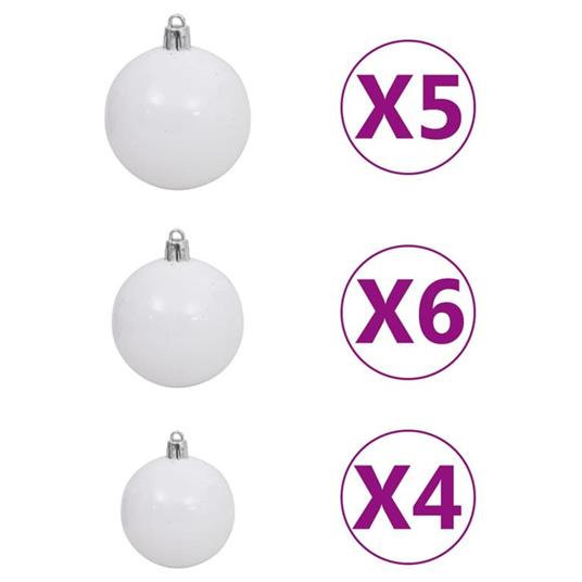 vidaXL Set Albero Natale Artificiale con LED e Palline Bianco 180 cm - 9