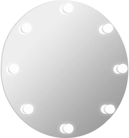 vidaXL Specchio da Parete Rotondo Senza Cornice con Luci LED in Vetro - 5