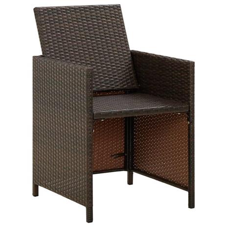 vidaXL Sedie da Giardino 4 pz con Cuscini in Polyrattan Marrone - 3