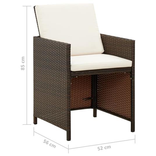 vidaXL Sedie da Giardino 4 pz con Cuscini in Polyrattan Marrone - 5