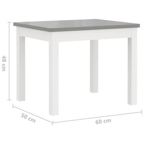 vidaXL Set Tavolo e Sedie per Bambini 3 Pezzi Bianco e Grigio in MDF - 6