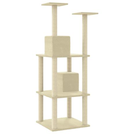 vidaXL Albero per Gatti con Tiragraffi in Sisal Crema 141 cm - 6