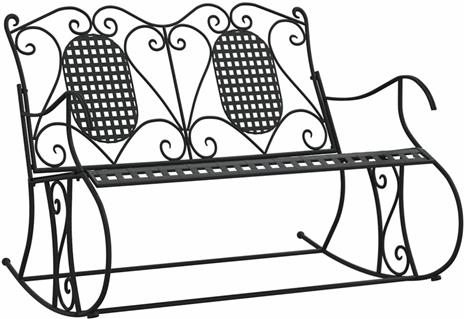 vidaXL Panca a Dondolo a 2 Posti 113 cm Nera in Acciaio - 2
