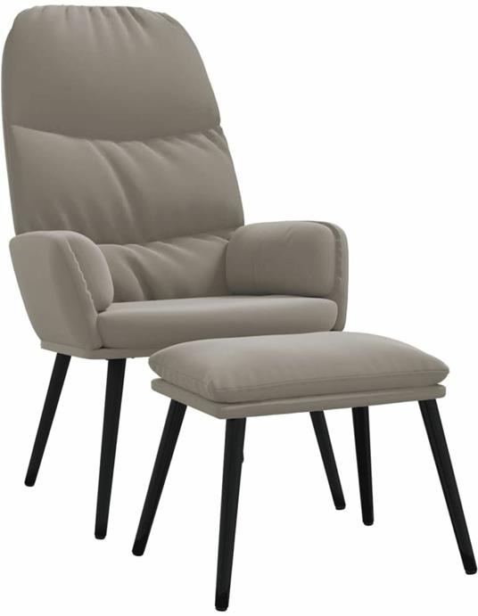 vidaXL Poltrona Relax con Poggiapiedi Grigio Chiaro in Velluto 