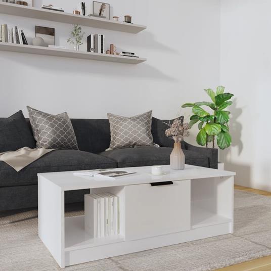 vidaXL Tavolino da Salotto Bianco Lucido 102x50x36cm Legno