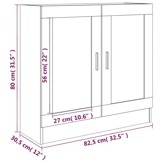 vidaXL Mobile Vetrina Grigio Sonoma 82,5x30,5x80 cm Legno Multistrato - 7