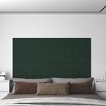 vidaXL Pannelli Murali 12 pz Verde Scuro 60x15 cm Tessuto 1,08 m²