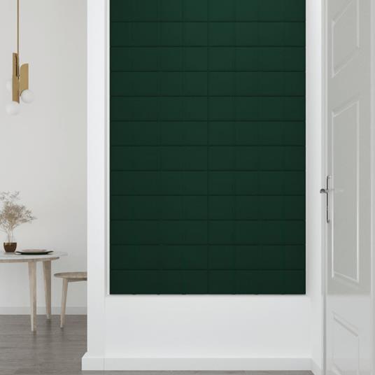 vidaXL Pannelli Murali 12 pz Verde Scuro 60x15 cm Tessuto 1,08 m² - 4