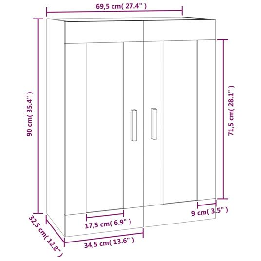 vidaXL Mobile a Parete Rovere Marrone 69,5x32,5x90cm Legno Multistrato - 2