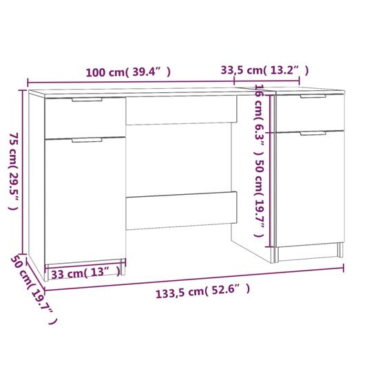 vidaXL Scrivania con Mobile Laterale Bianco in Legno Multistrato - 2