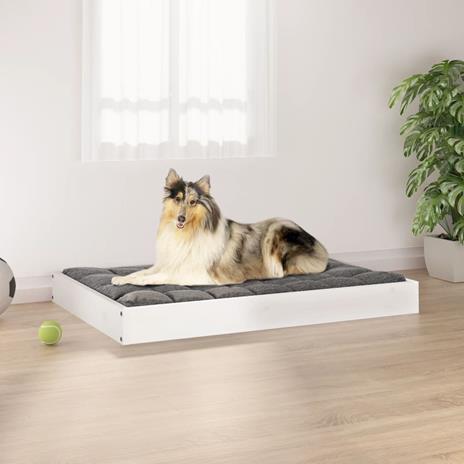 vidaXL Cuccia per Cani Bianca 91,5x64x9 cm in Legno Massello di Pino - 2