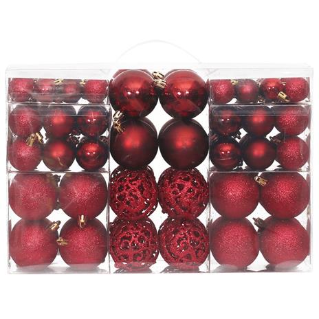 vidaXL Palline di Natale 100 pz Rosso Vino 3 / 4 / 6 cm - 2