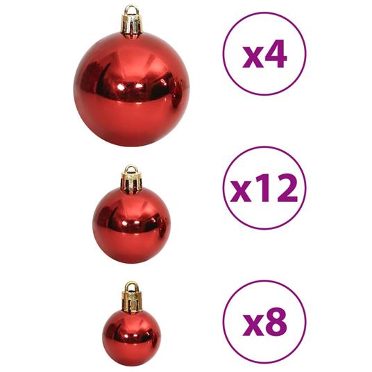 vidaXL Palline di Natale 100 pz Rosso Vino 3 / 4 / 6 cm - 3