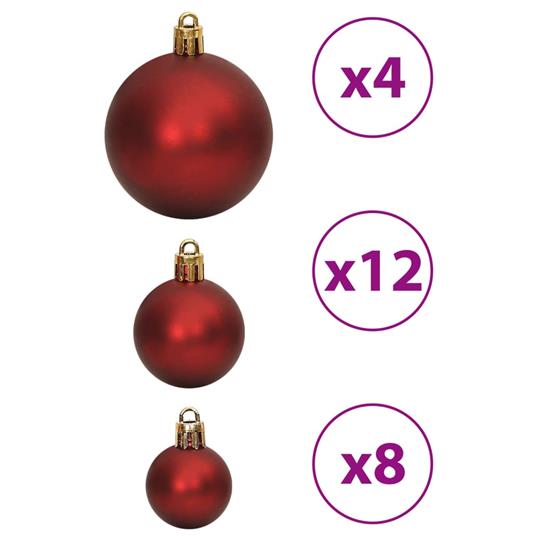 vidaXL Palline di Natale 100 pz Rosso Vino 3 / 4 / 6 cm - 4