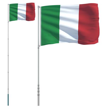 vidaXL Asta e Bandiera Italia 5,55 m Alluminio - 2