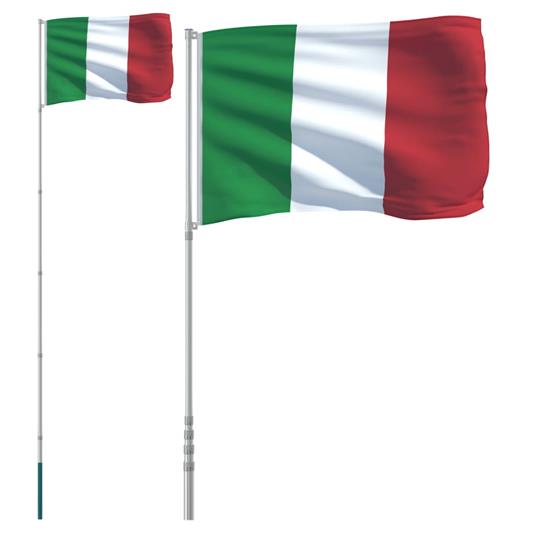 vidaXL Asta e Bandiera Italia 5,55 m Alluminio - 2