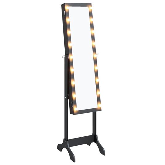 vidaXL Specchio Autoportante con LED Nero 34x37x146 cm - 2