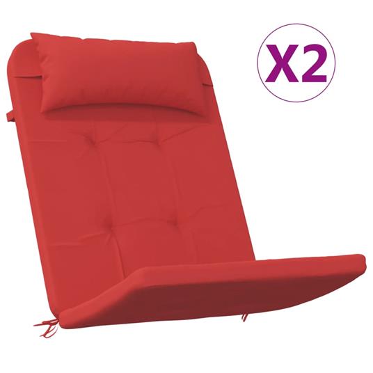 vidaXL Cuscini per Sedia Adirondack 2 pz Rosso in Tessuto Oxford - 2