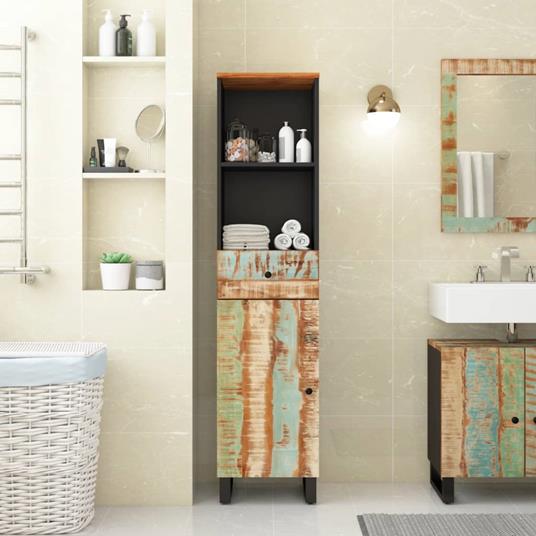 vidaXL Mobile da Bagno 38x33x160 cm in Legno Massello di Recupero