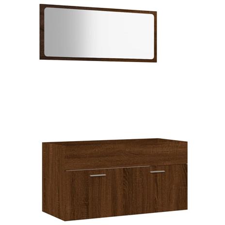 vidaXL Set Mobili da Bagno 2 pz Rovere Marrone in Legno Multistrato - 2