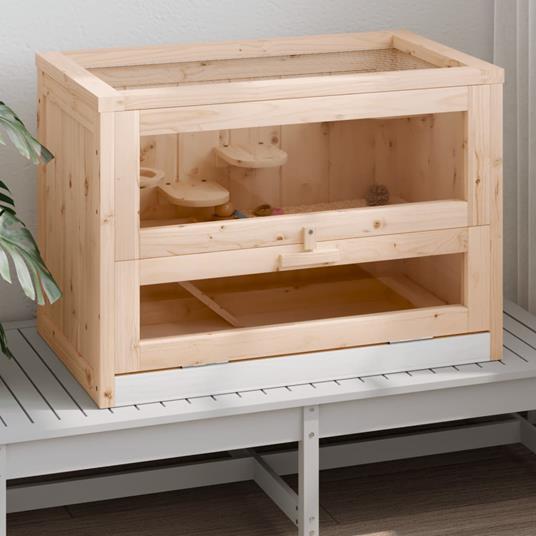 vidaXL Gabbia per Criceti 60x35,5x42 cm in Legno Massello di Abete - 2