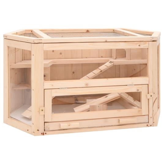 vidaXL Gabbia per Criceti 80x40x43 cm in Legno Massello di Abete