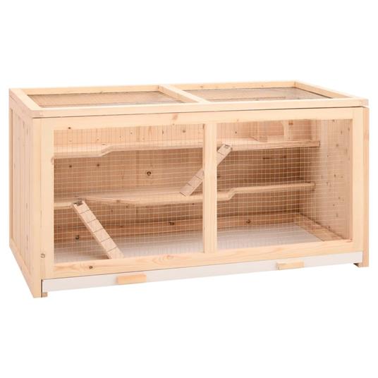 vidaXL Gabbia per Criceti 104x52x54 cm in Legno Massello di Abete