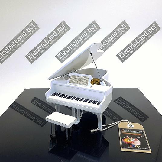 Portachiavi In Legno Mini Grand Piano Replica White