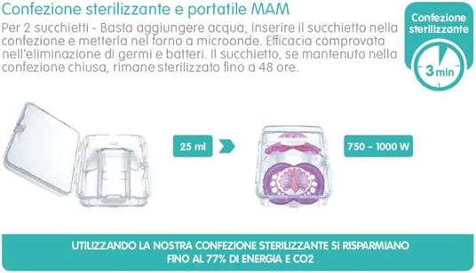 MAM Comfort Ciuccio in Set da 2, 100% Silicone, con Custodia Porta Ciuccio, 2-6 mesi, blu e grigio-verde - 2