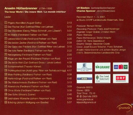 The Inner World. Lieder - CD Audio di Anselm Huttenbrenner - 2