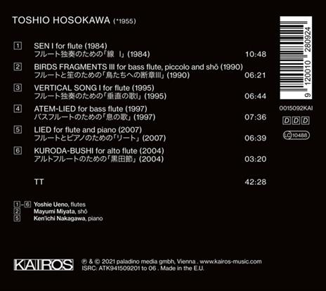 Works For Flute - CD Audio di Toshio Hosokawa - 2