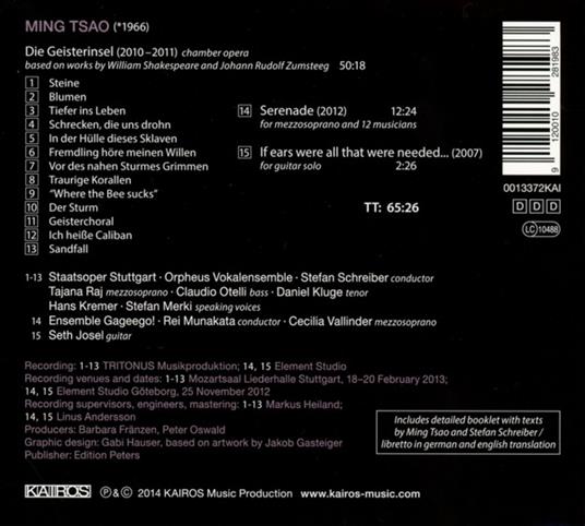 Die Geisterinsel - Serenade - If Ears Were - CD Audio di Ming Tsao - 2
