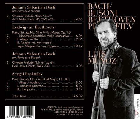Luis Munoz: Bach, Busoni, Beethoven, Prokofiev - Piano Works - CD Audio - 2