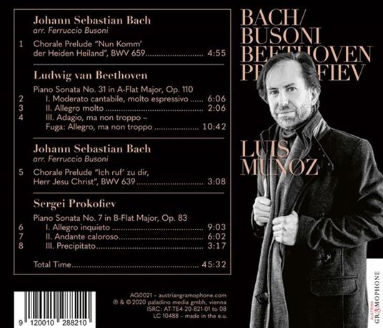 Luis Munoz: Bach, Busoni, Beethoven, Prokofiev - Piano Works - CD Audio - 2