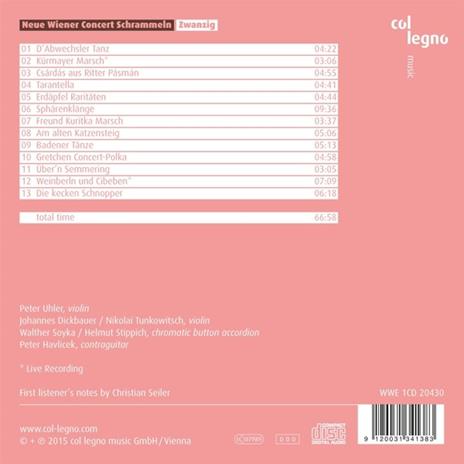 Zwanzig - CD Audio di Neue Wiener Concert Schrammeln - 2