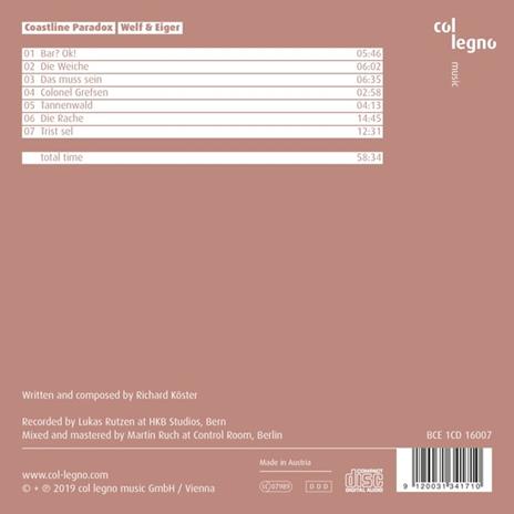 Welf & Eiger - CD Audio di Coastline Paradox,Richard Köster - 2