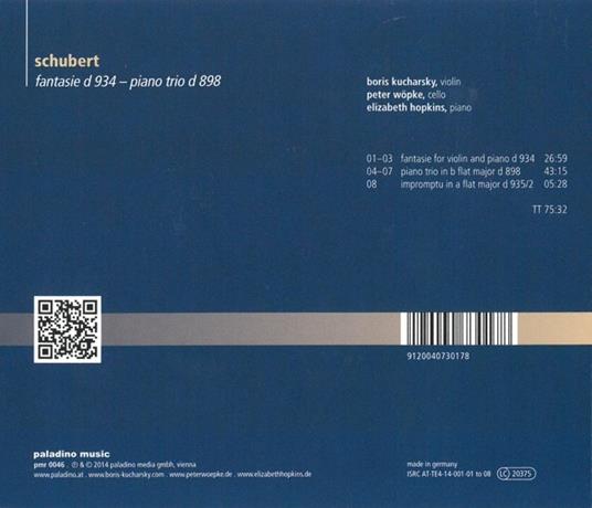 Fantasia D934 - Trio con pianoforte D898 - CD Audio di Franz Schubert - 2