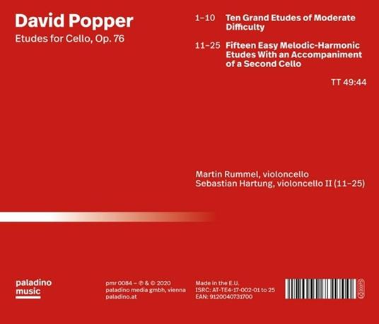 Etudes For Cello, Op. 76 - CD Audio di David Popper - 2
