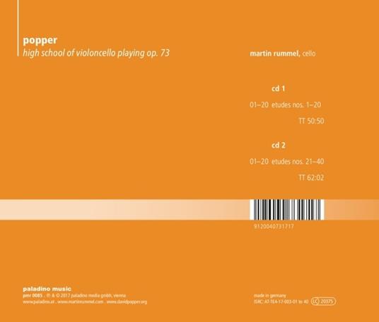 High School Of Violoncello Playing. Op. 73 - CD Audio di David Popper - 2
