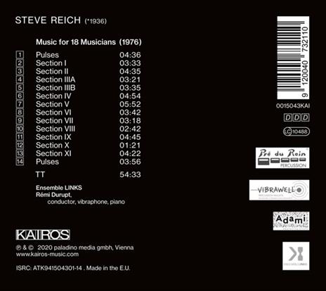 Music For 18 Musicians - CD Audio di Steve Reich - 2