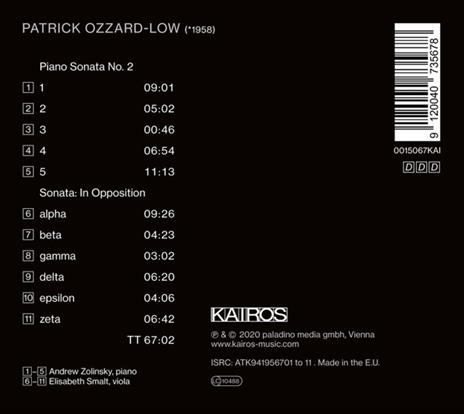 Patrick Ozzard-Low - In Opposition - CD Audio - 2