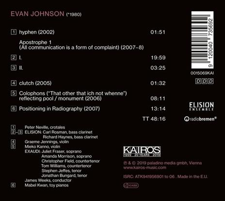 Evan Johnson - Forms Of Complaint - CD Audio - 2
