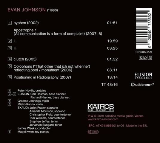 Evan Johnson - Forms Of Complaint - CD Audio - 2