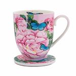 Set Mug Con Sottobicchiere Posey Cabbage Roses 400Ml Maxwell Williams