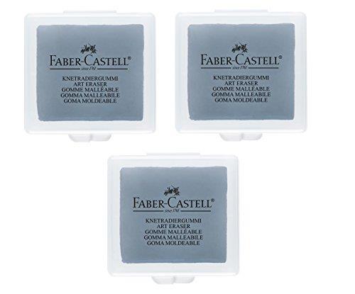 FABER-CASTELL Lot de 3 Gommes modélable Mie de Pain ART ERASER 7020 Gris