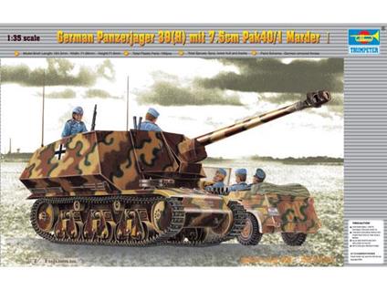 German Panzerjager 39(H) mit 75mm Pak40/3 Marde Tank Carro Armato Plastic Kit 1:35 Model TP0354